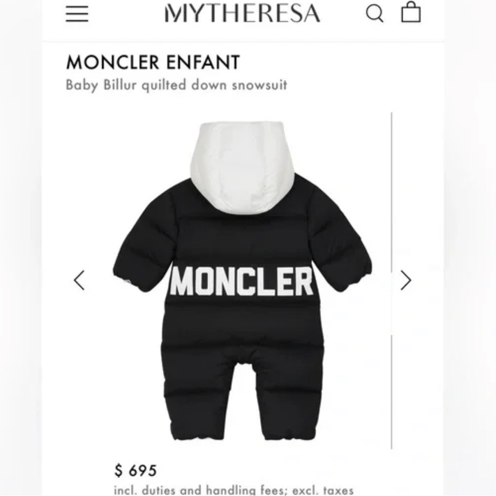 Moncler Black and White Baby Quilted Snowsuit